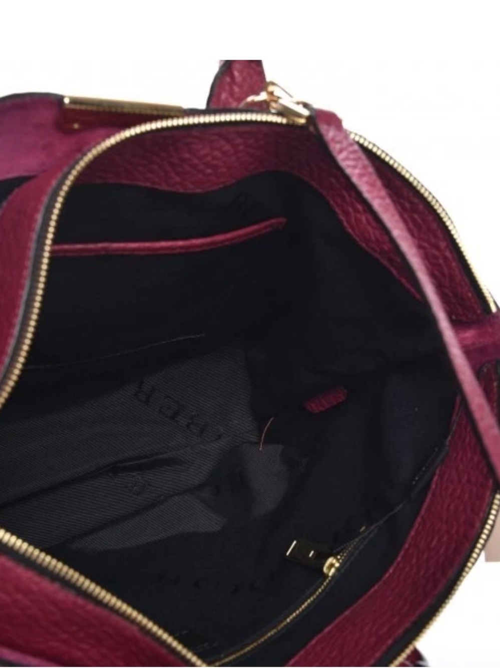 Burberry London Grainy Leather Check Medium Dewsbury Tote Bag Dark Plum NWOT - Picture 5 of 11